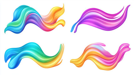 Fototapeta premium A set of colorful, wavy shapes that look like a rainbow. The design uses bright colors and flowing lines, perfect for adding a fun and dynamic feel to your projects.