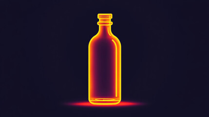 A simple bottle icon, designed in a flat style. It's bright orange, glowing like neon, against a black background.