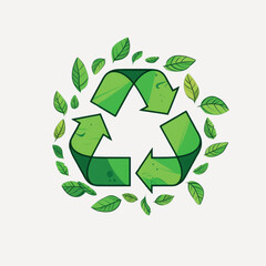 Eco-friendly recycling symbol leaves