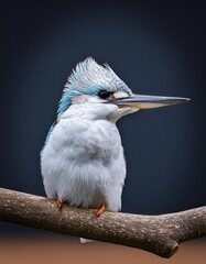 Fototapeta premium Isolated kingfisher with depth of field highlighting bright plumage and sharp beak