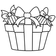 Gift Basket with Bows & Ribbons – Vector Art