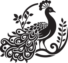 Fototapeta premium A Simple Peacock Luxury Vector Silhouette vector style with white background.