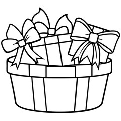 Gift Basket with Bows & Ribbons – Vector Art
