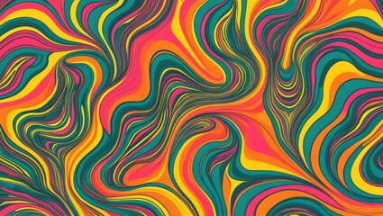 Wallpaper, extremely distorted geometric pattern and colorful waves
