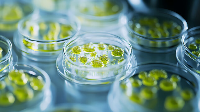 Germs on a lab surface with clear area for health tips. Cloning Lab. Illustration