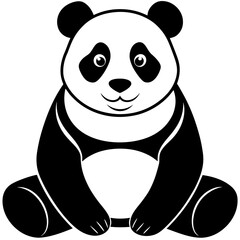 Panda sitting with a serene expression and distinctive black patches vector