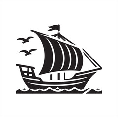 Longship Silhouette Vector Illustration – Nautical Theme Graphic Design