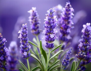 Obraz premium Isolated lavender sprig with depth of field capturing delicate purple flowers and aromatic leaves