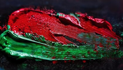 Vibrant Red and Green Oil Paint Strokes