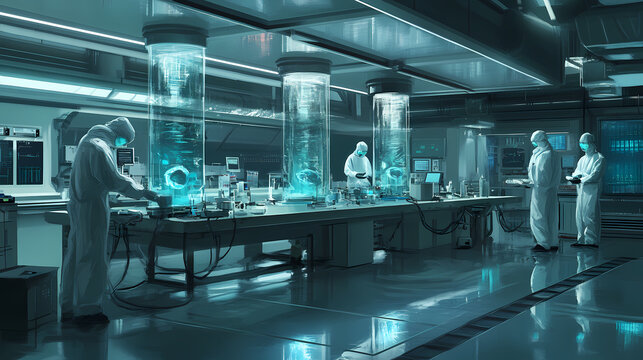 Laboratory where clones are made scene five. Cloning Lab. Illustration