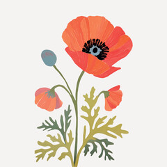 Obraz premium Vibrant poppy flower illustration