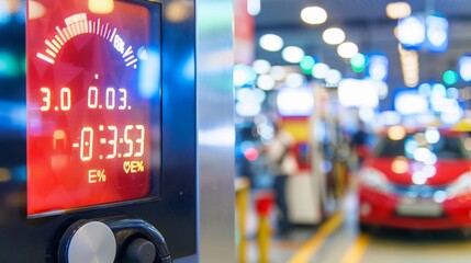 Soaring Gas Prices: Close-up of a digital gas pump screen displaying rapidly increasing fuel costs.