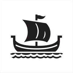 Longship Silhouette Vector Illustration – Nautical Theme Graphic Design