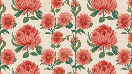 Wallpaper, background beautiful pattern in retro flowers, vintage style
