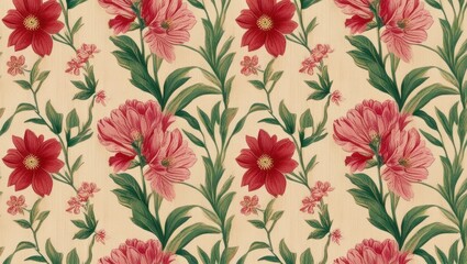 Wallpaper, background beautiful pattern in retro flowers, vintage style