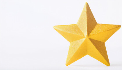 Fototapeta premium Yellow star isolated on white backdrop. Banner with copy space.