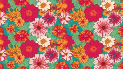 Wallpaper, background beautiful pattern in retro flowers, vintage style