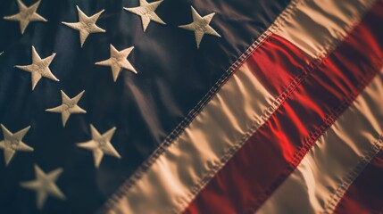 American flag with dramatic lighting