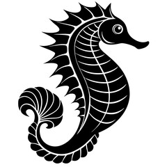 Seahorse curled in a peaceful pose with flowing fins vector