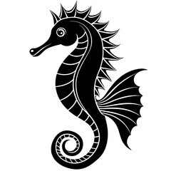 Seahorse curled in a peaceful pose with flowing fins vector