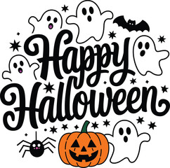 Happy Halloween vector design with Halloween themed and Halloween elements 