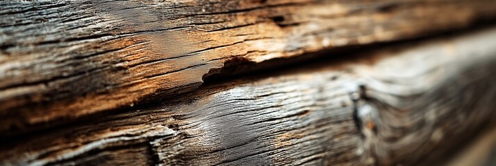 Fototapeta premium Weathered wooden planks with detailed texture and natural aging marks.