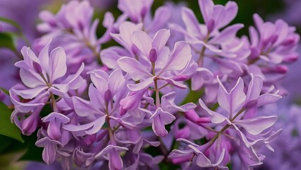 Closeup of tender flowers of lilac tree