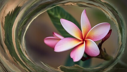 Close up pink plumeria flower background, nature abstract