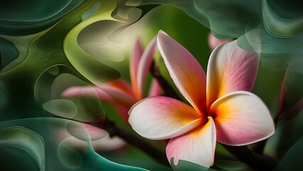 Close up pink plumeria flower background, nature abstract