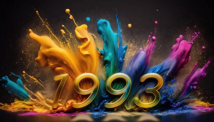 Vibrant Color Splash Artwork Featuring Year 1993
