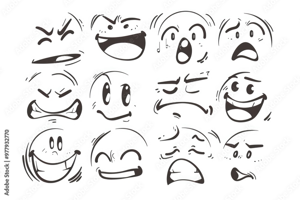 Poster a collection of diverse faces depicted in black and white, ideal for use in editorial or educational