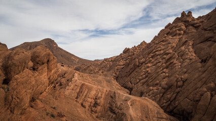 The landscape of Monkey Fingers Gorge in Morocco