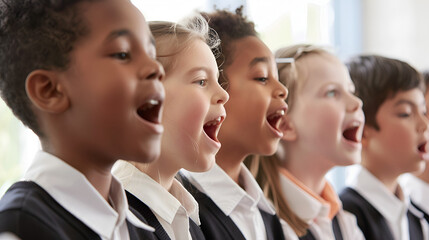 Fototapeta premium A group of students singing in the school choir 