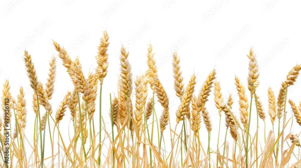 Poster a beautiful field of wheat with a white sky in the background
