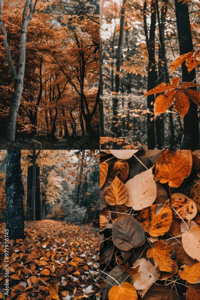 Canvas Prints A dense forest covered with abundant leaves, perfect for autumn or nature scenes