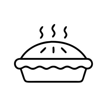 Vector icon of a steaming pie for bakery and food design