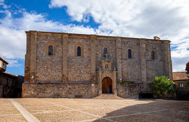 Renaissance facade of the church of San Juan in the Plaza del Trigo in Atienza, Guadalajara, Castilla-La Mancha, Spain