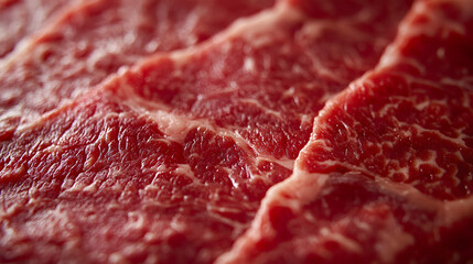 Close-up of Marbled Raw Beef Surface