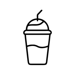 Iced coffee vector icon with a straw