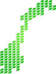 Abstract Norway Map Formed By Leaf Shapes