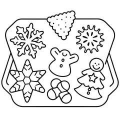 Holiday Cookie Tray Vector with Stars, Gingerbread, and Snowflakes