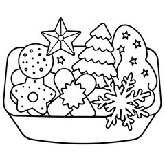 Holiday Cookie Tray Vector with Stars, Gingerbread, and Snowflakes