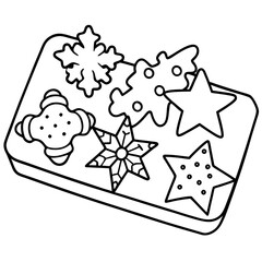 Holiday Cookie Tray Vector with Stars, Gingerbread, and Snowflakes