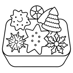 Holiday Cookie Tray Vector with Stars, Gingerbread, and Snowflakes