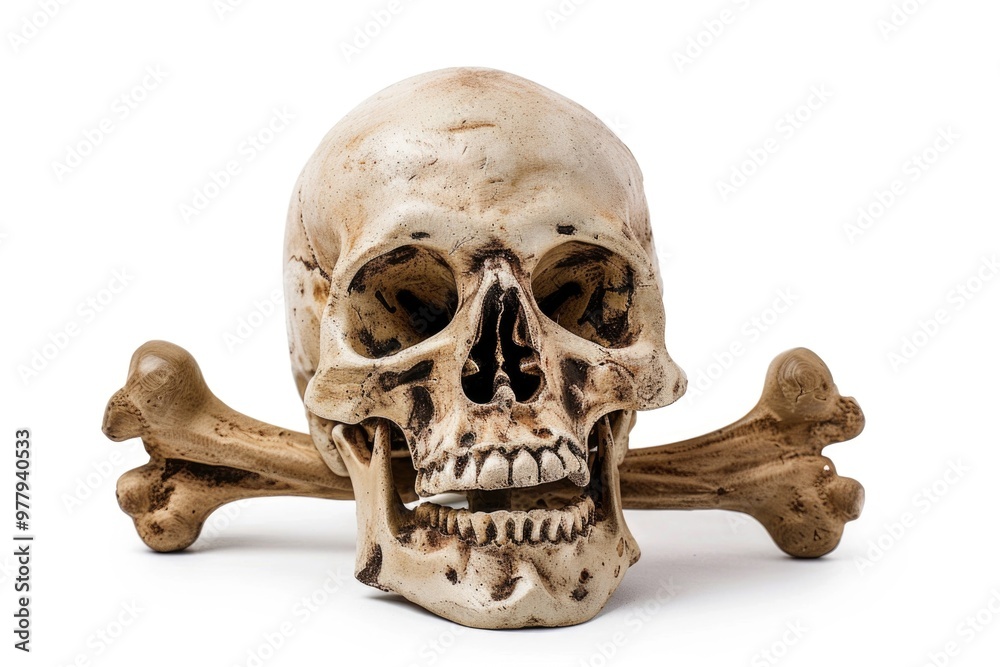 Poster A skull with crossbones design on a white background, often used as a warning symbol