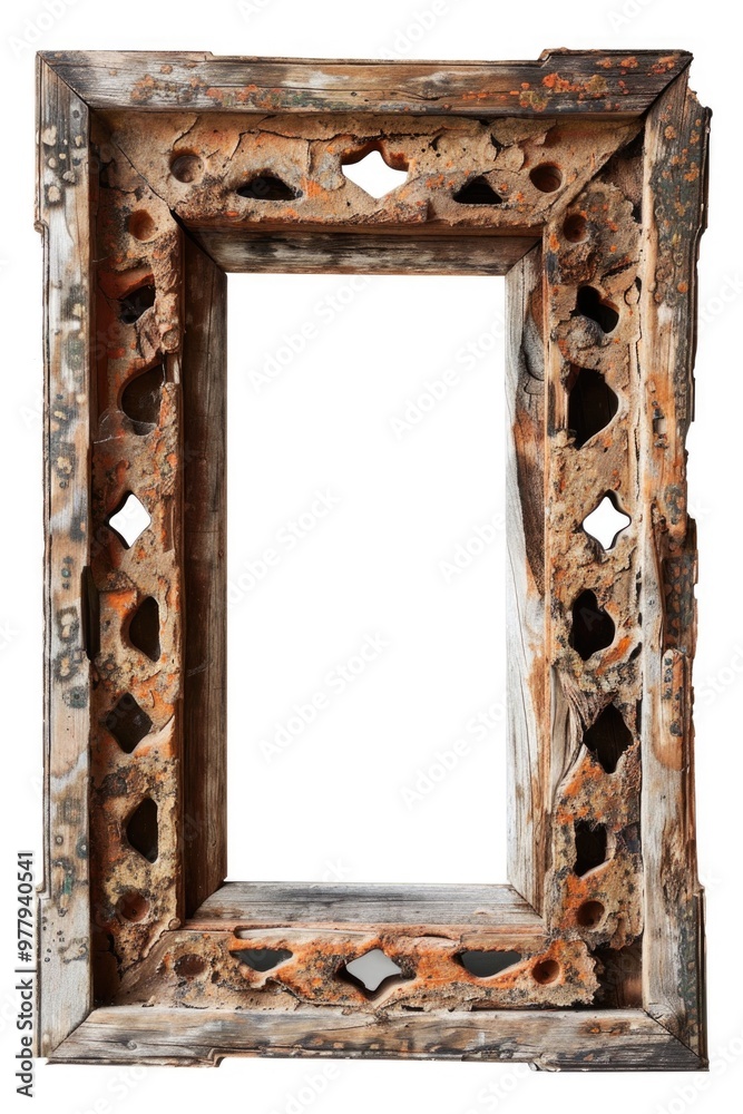 Poster a simple picture frame with holes on a clean white background, suitable for various uses