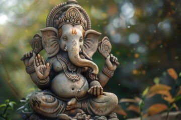 A sculpture of an elephant perched on top of a rocky outcropping