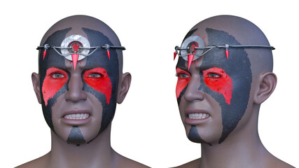 男性の顔アップ　3DCGレンダリング