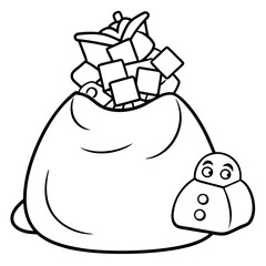 Overflowing Sack of Toy Shapes Dolls, Trains, and Blocks Vector Art