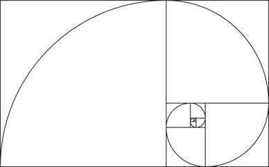 Fibonacci sequence spiral graph. Graph demonstrating golden ratio squares and angles.